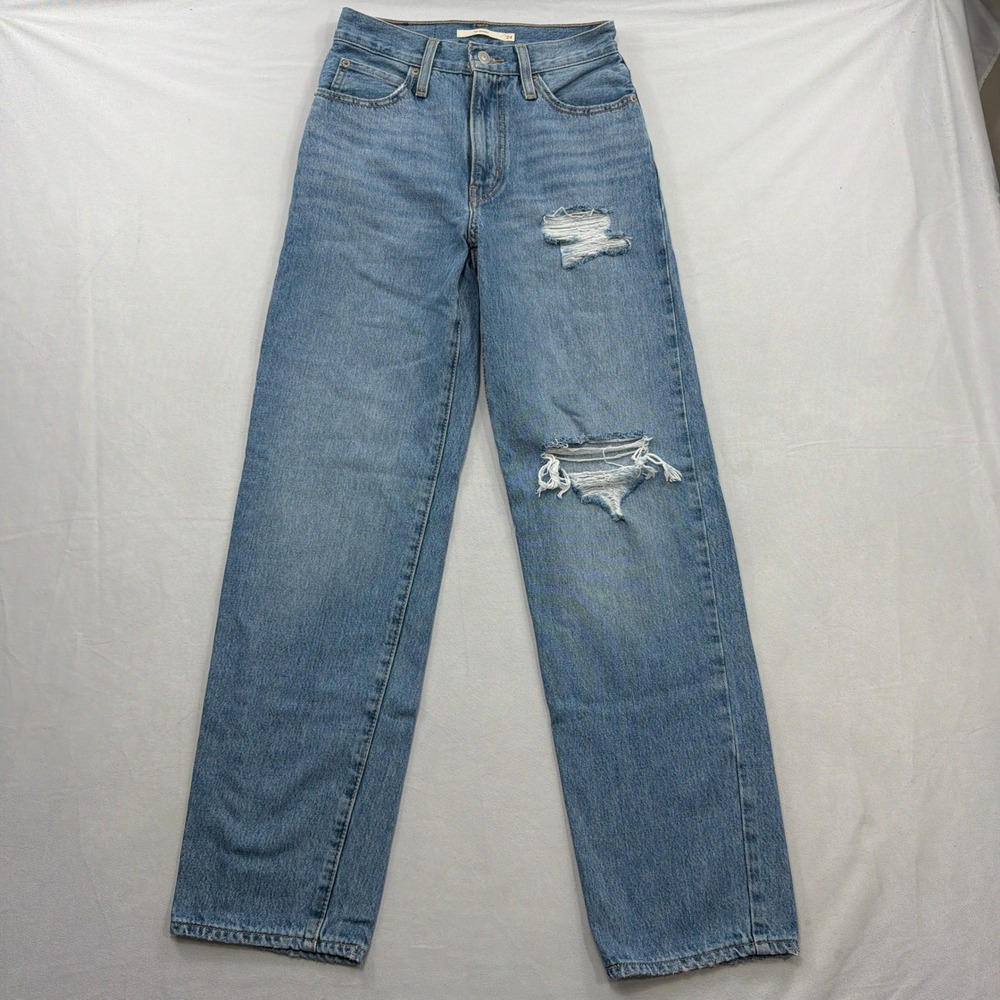 Levi's‎ Jeans '94 Baggy Distressed High Rise Medium Wash Blue Womens 24